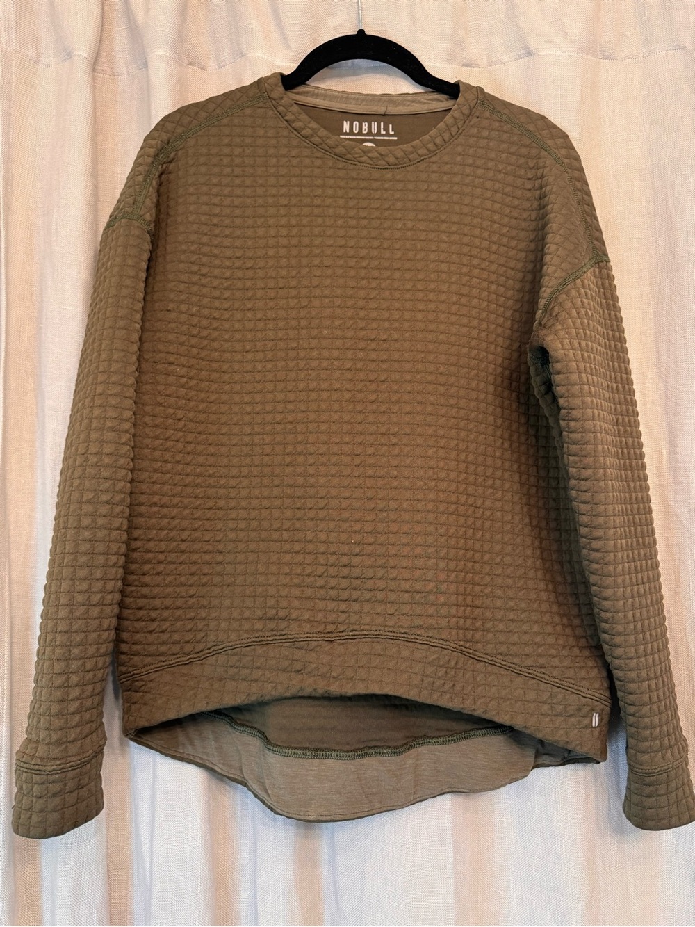 NOBULL Quilted Crewneck Sweatshirt Olive Green Women's Size XS